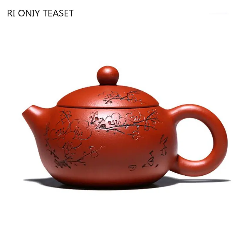 

70ml Chinese Yixing Purple Clay Teapots Handmade Plum Blossom Xishi Tea Pot Raw Ore Dahongpao Mud Kettle High-end Zisha Tea Set