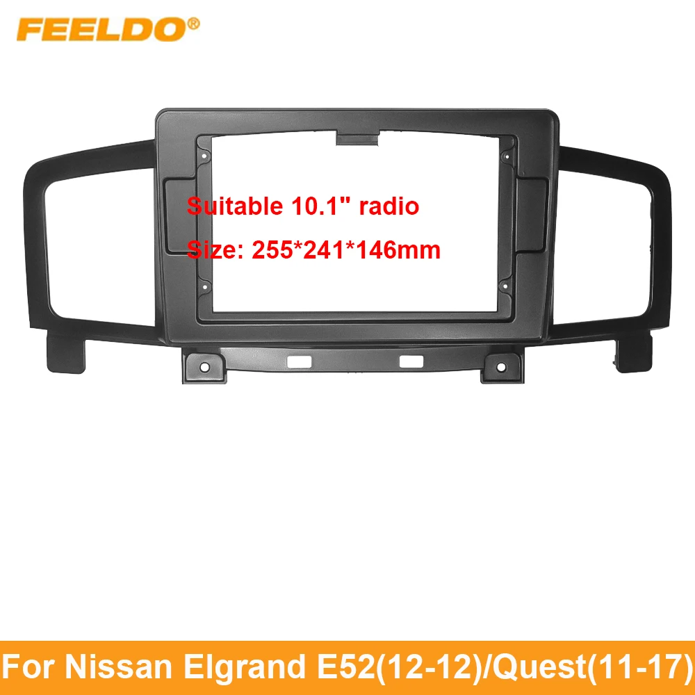 

FEELDO Car Audio 10.1" Big Screen Dash Fascia Panel Frame Kit Adapter For Nissan Elgrand E52(12-12)/Quest(11-17) Dash Frame