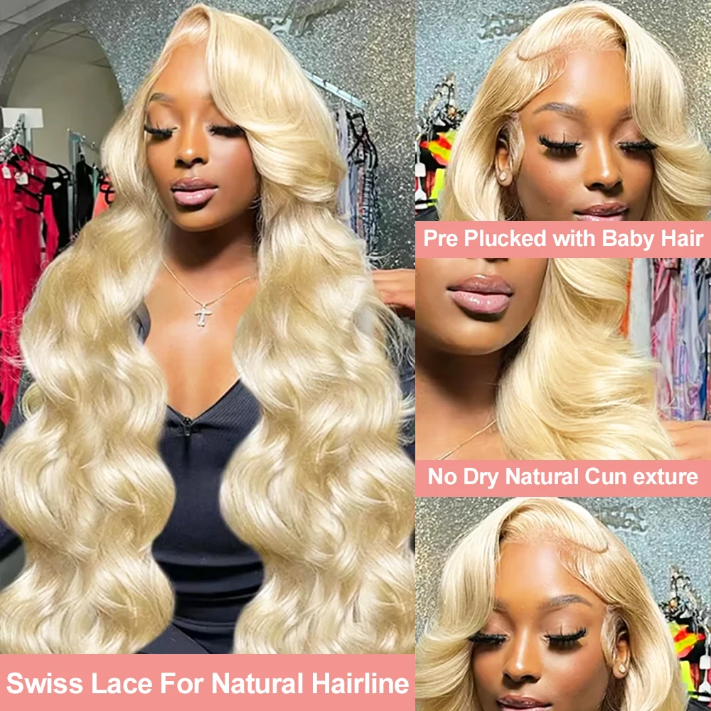 Water Wave 613 HD Lace Frontal Honey Blonde Wig Body Wave Human Hair 40Inch 13x6 Brazilian Cheap Wig on Clearance Sale For Women