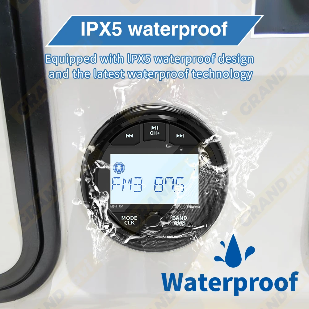 Wodoodporny odtwarzacz MP3 IPX5 do kampera, łodzi, jachtu, ATV, UTV, łodzi motorowej, z Bluetooth, FM, AM, audio, do wózków, łodzi