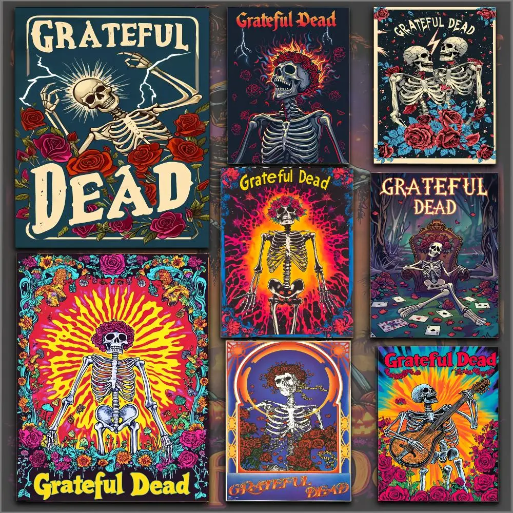 Rock Band G-Grateful Dead Poster Peel And Stick Matte Self Adhesive PVC Easy Apply Removable Waterproof Frameless Home Decor