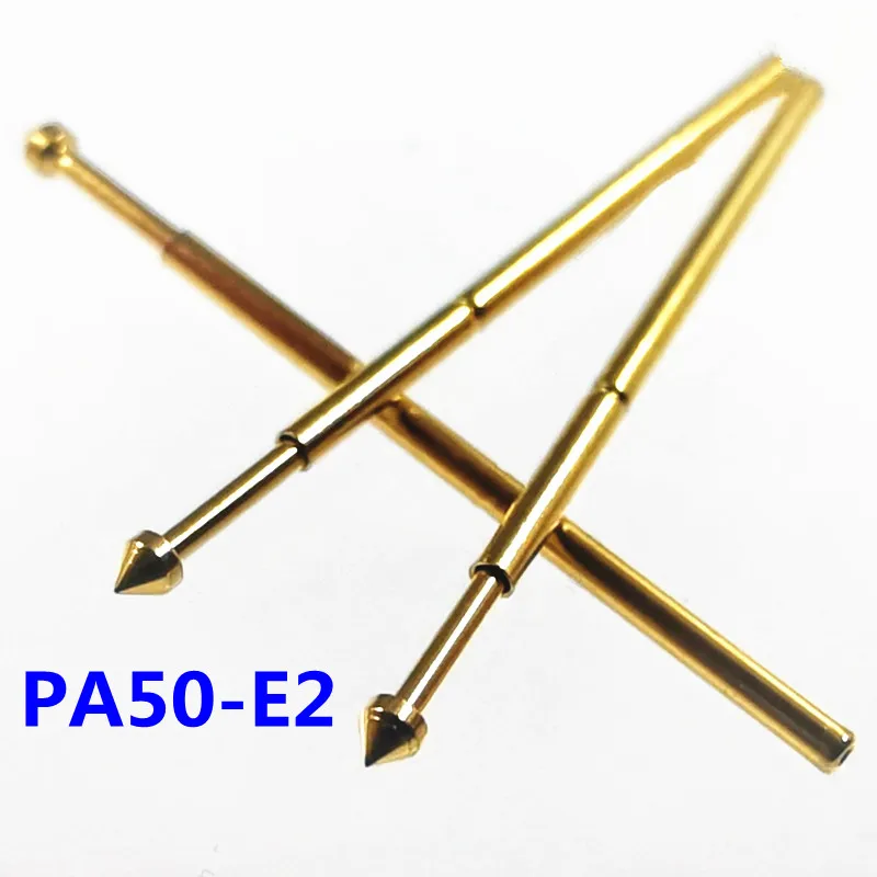 100PCS/Pack Gold-plating PA50-E2 Cone Head Spring Test Probe Outer Diameter 0.68mm Length 16.55mm PCB Pogo Pin