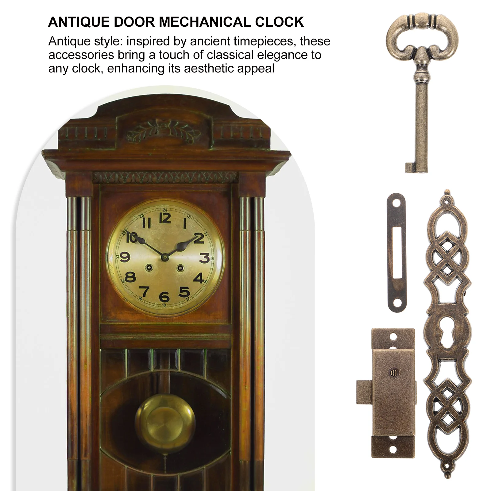 

Metal Door Floor Standing Clock Cylinder DIY Mechanical Lock Key Set Vintage Accessories Furniture Drawer Handles