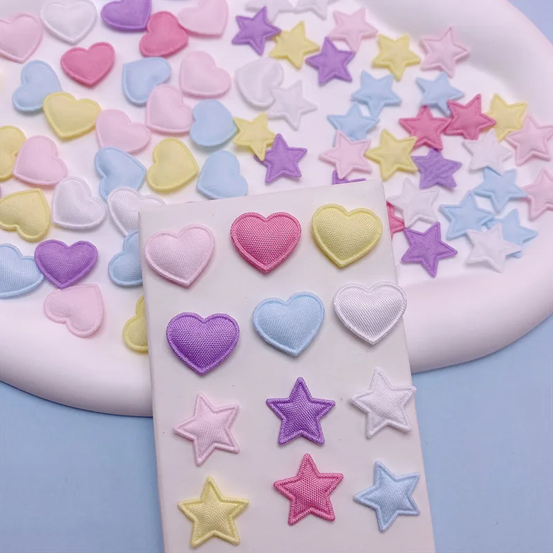 100PcsDouble Side Fabric Star Heart Padded Applique For Children\'s Headband Hair Clip Accessories Shoes Hats Decoration Patches