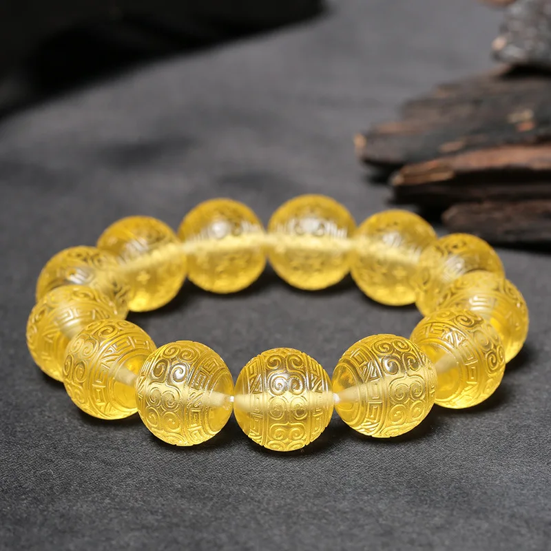 Amber Handstring Men's and Women's New Handchain Myanmar Golden Pearl Retro Buddha Bead Amber Atmosphere Fidelity Handstring