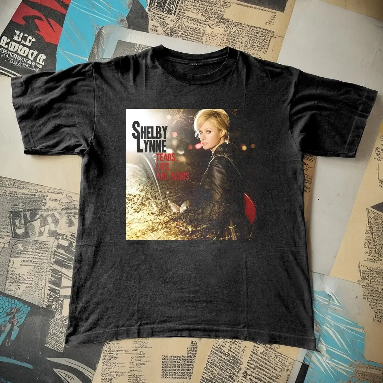 Shelby Lynne Tears Lies Alibis Black T Shirt Full Size S 5XL CL358 vintage Washed Comfortable designer clothes homme Casual