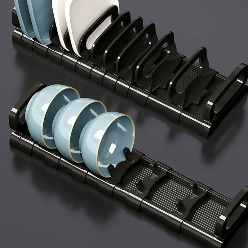 Kitchen Cabinet Dish Storage Rack Drawer  Built-in Dish Drain Rack Plate Divider Storage Rack  Kitchen Accessories Organizer