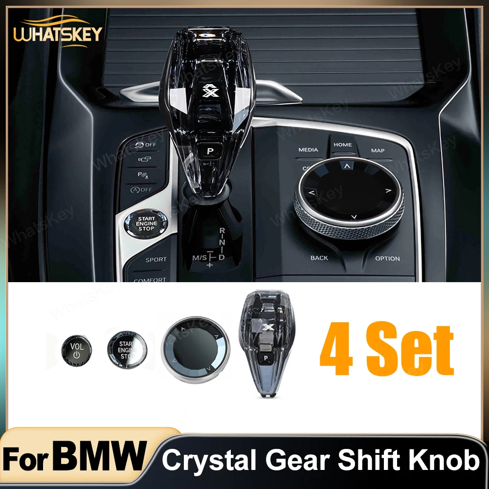 4 Piece Set Crystal Gear Shift Knob Lever For BMW G20 G21 iX3 G08 X3 G01 X6 G06 X7 G07 X5 G05 Automatic Crystal Gear Handle