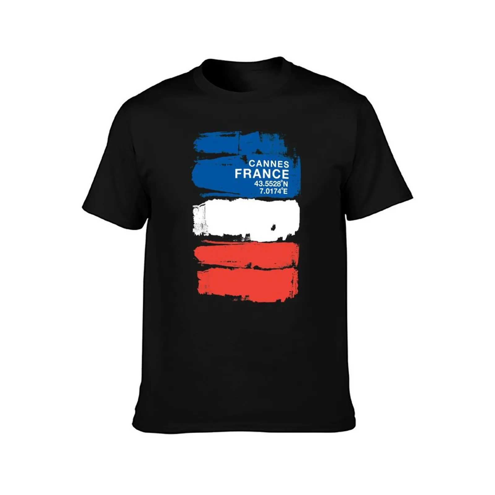Cannes France Coordinates Vintage French Art T-Shirt Plus Size Outdoor Casual Top T-Shirt