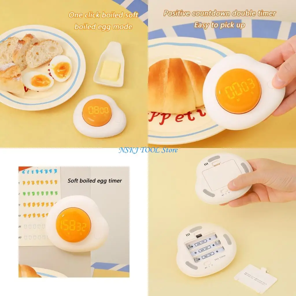 

L8RC Plastic Eggs Shaped Timer With Clear Display Kitchen Timer Perfect For Students And Home Chefs