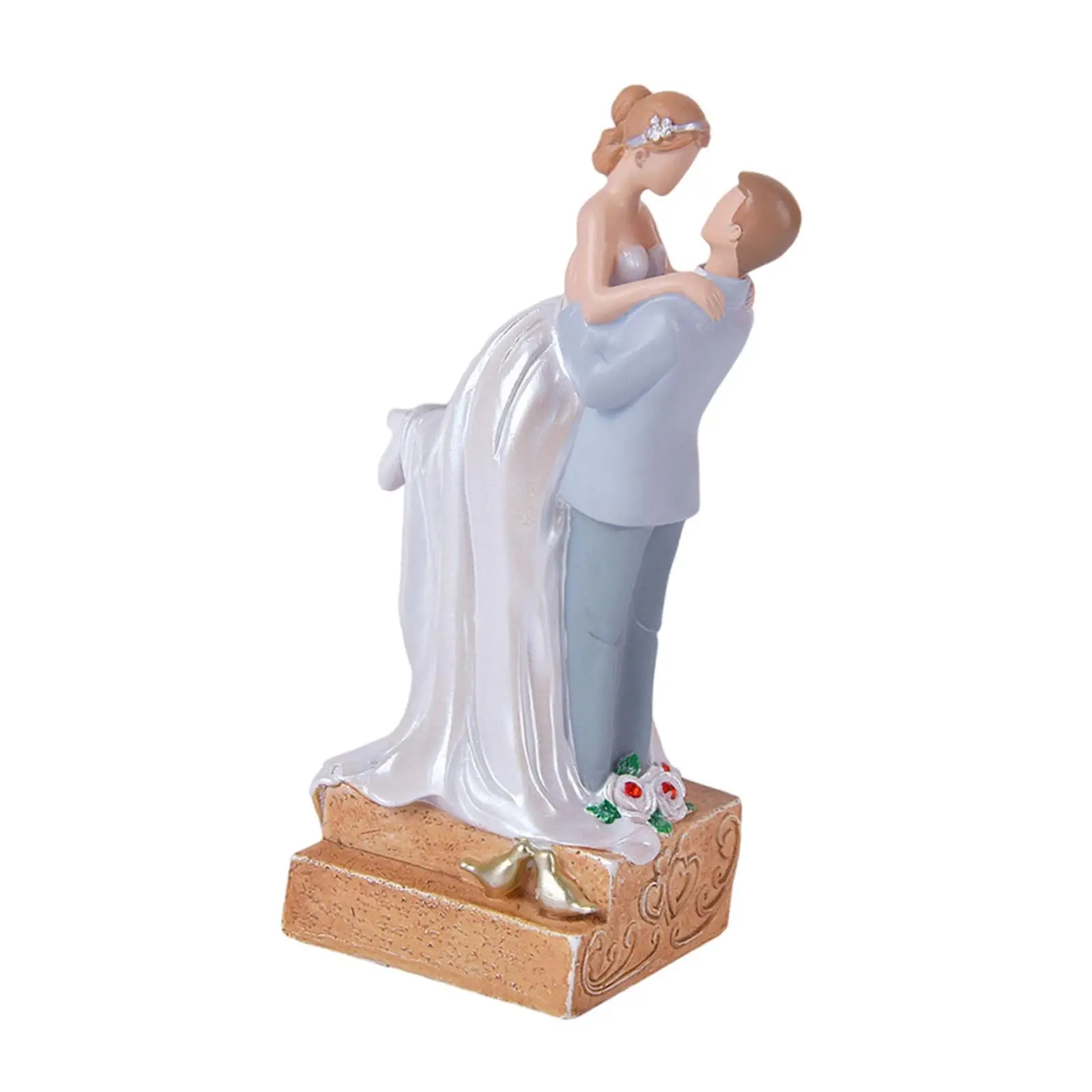 Small Wedding Cake Dolls Topper Couple Figurine Resin Sculpture Bride and Groom Statue for Desk Decoration Anniversary