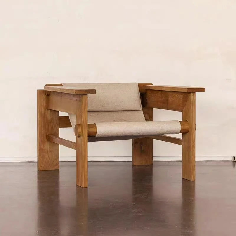 

Medieval minimalist creative design home bedroom B & B hotel clubhouse courtyard solid wood single sofa leisure chair