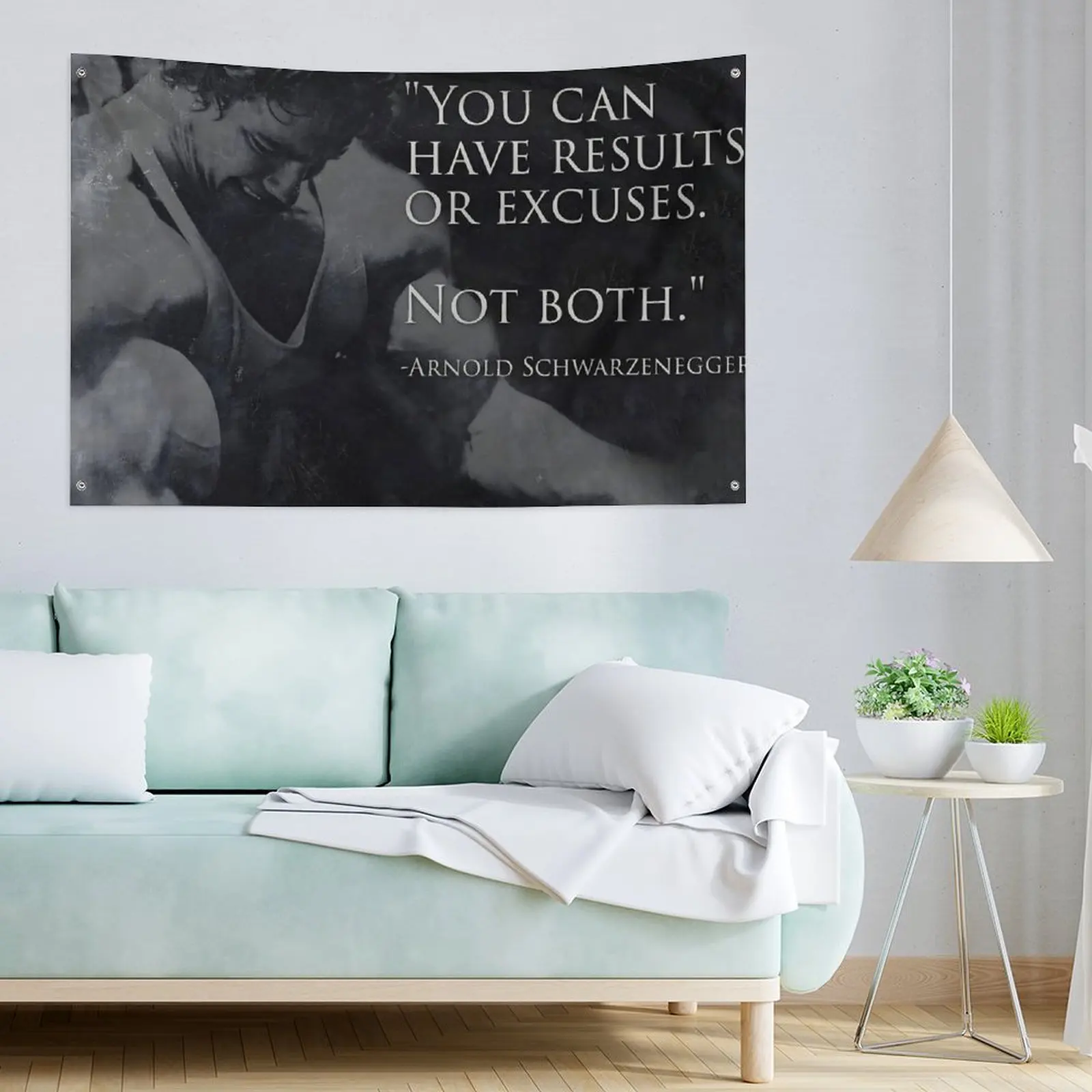 3x5Ft Arnold Schwarzenegger Flag You Can Have Results Or Excuses Not Both Quote Motivational Inspirational Office Gym Wall Decor