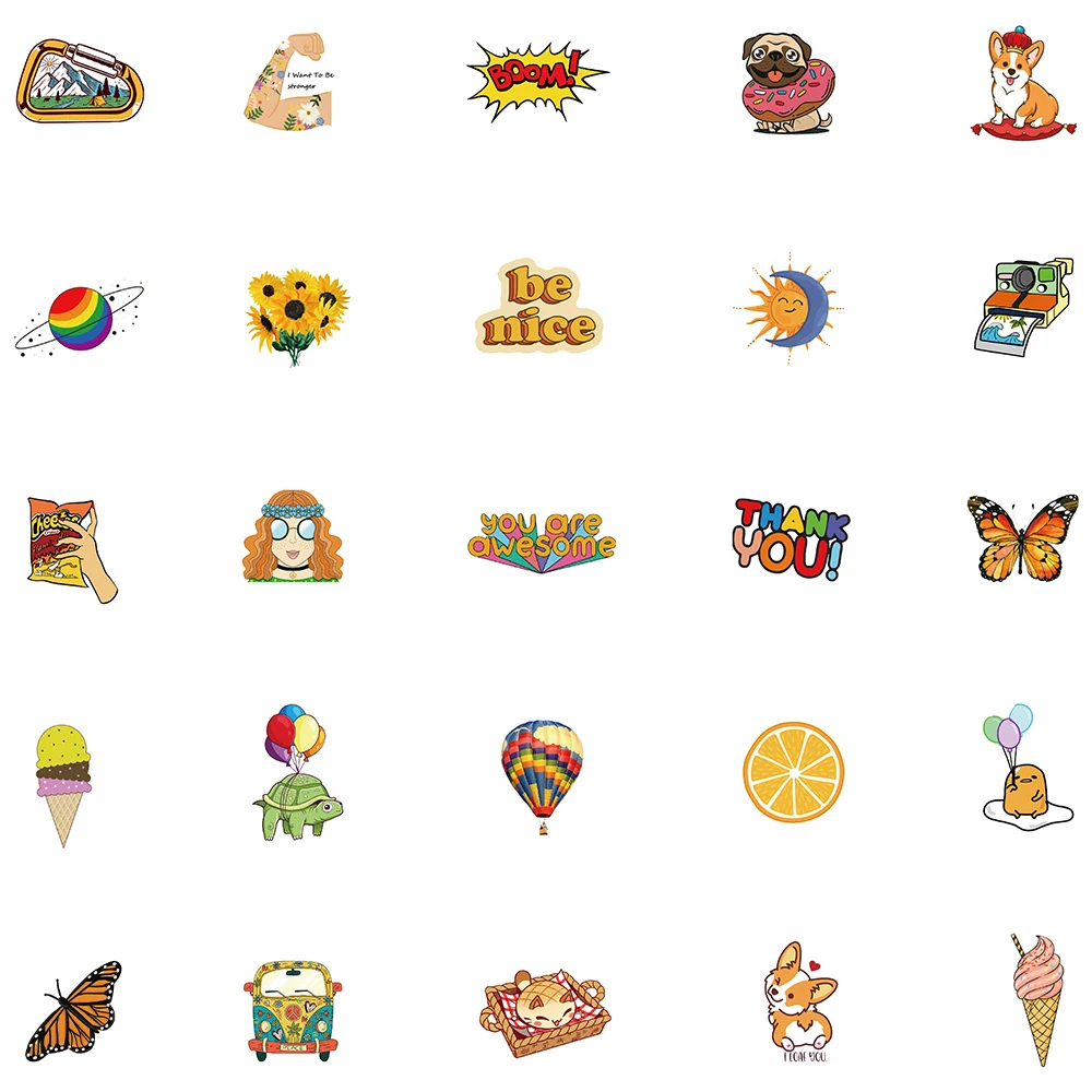 50/100/200pcs Cartoon Simple VSCO Cute Stickers Laptop Guitar Luggage Skateboards Phone Bicycle Sticker Kid Gifts Toys