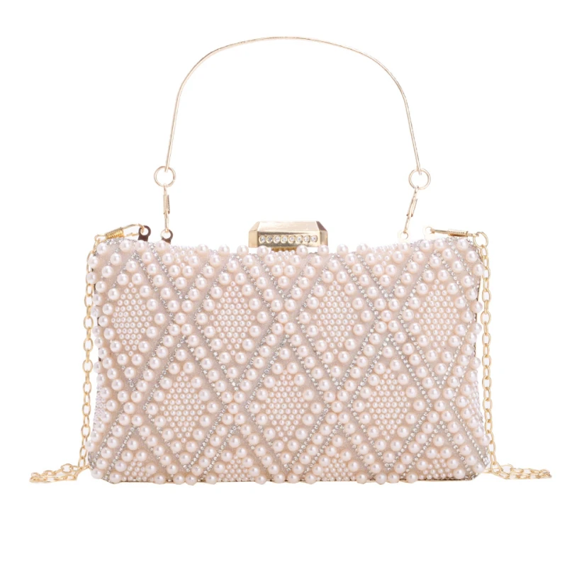 Bolsos de Noche Rosa Pálido con Perlas para Fiesta, Boda, Cartera Elegante con Cuentas para Mujer, Bolso de Mano para Vestido de Fiesta de Niñas