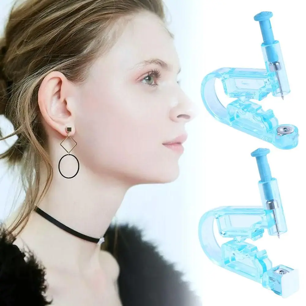 Blue Crystal Ear Stud Wear Earring Nasal Nail Wearing Ear Device Nose Ear Piercing Tool Earring Piercer Machine Ear Nail Tool