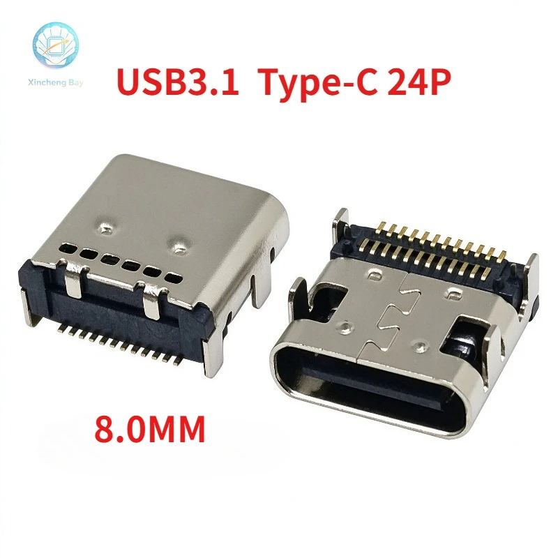 10/20/50Pcs USB 3.1 connector Type-C 24P female socket dual row patch four pin positioning pin 8.0MM interface socket