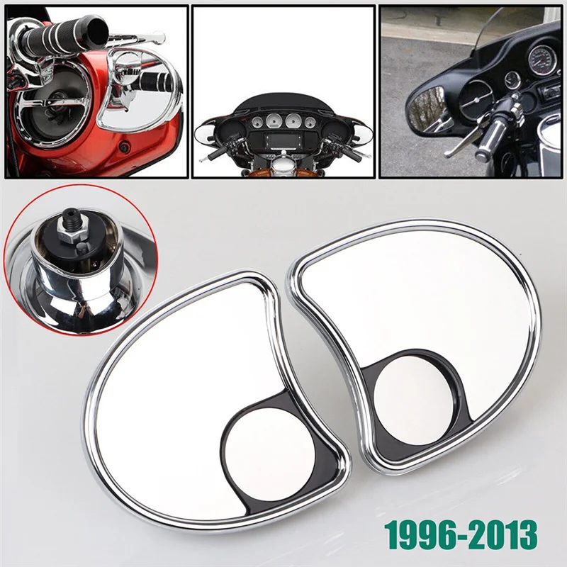 

OB-Chrome Batwing Inner Fairing Mount Side Mirrors With Blind Spot Kit For Touring