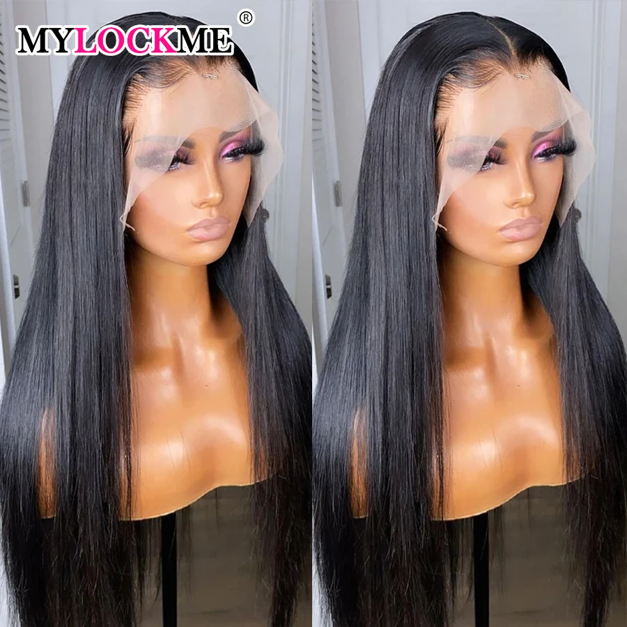 13x4 13x6 Lace Frontal Wig Human Hair Brazilian Bone Straight Transparent Lace Front Wigs For Women PrePlucked MYLOCKME