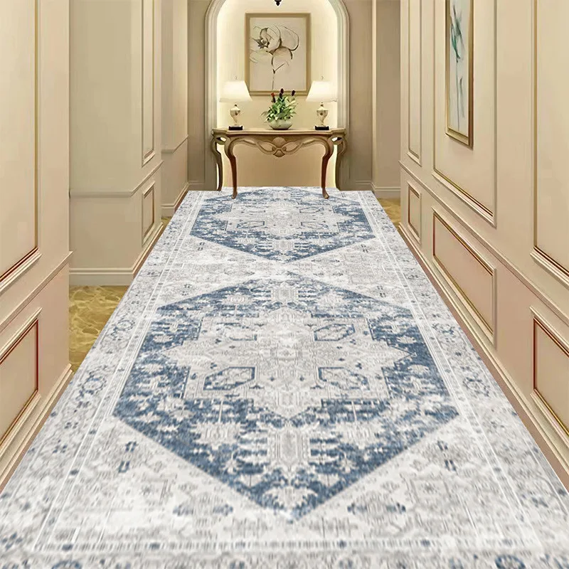 

European Style Household Corridor Carpet Runner Stairs Decoratin Home Aisle Hallway Long Rug Bedside Non-slip Mat Customizable