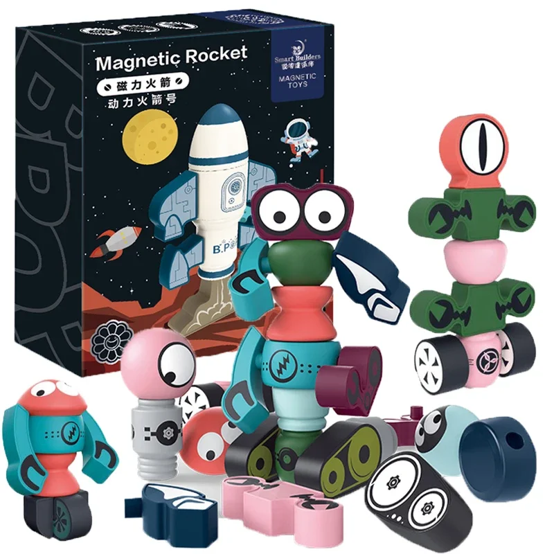 Juego de bloques de construcción de Robots magnéticos, Robot guardián del planeta, juguete de Robot de deformación apilable Diy, juego educativo para niños, regalo