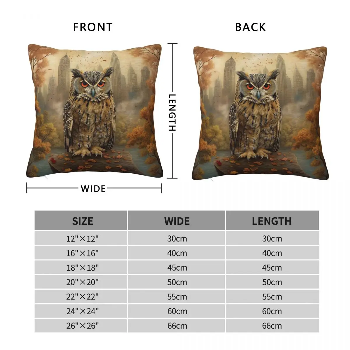 Central Park Flaco The Owl Square Pillowcase Polyester Linen Velvet Pattern Zip Decorative Pillow Case Home Cushion Case 45x45