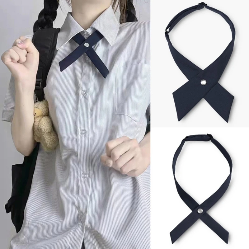 

Students Shirt Tie Teens Women Knot Bow Tie Detachable Collars Removable Neckties School Uniform Accessories M6CD