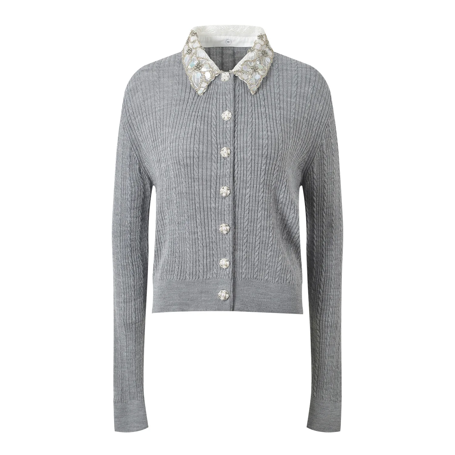 Primavera 2025 novo suave sle flutton versátil favorável idade-defng pequeno ence topo brilhante tead camisola de malha