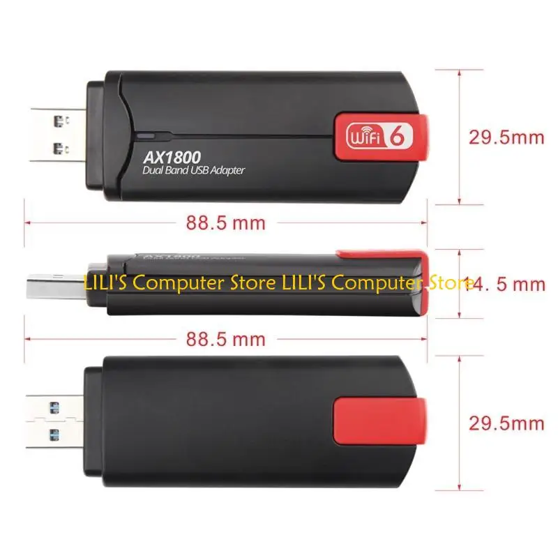 A52B WIFI 6 USB محول 1800 ميجا بريتنيات في الثانية لنظام التشغيل 7/10/11