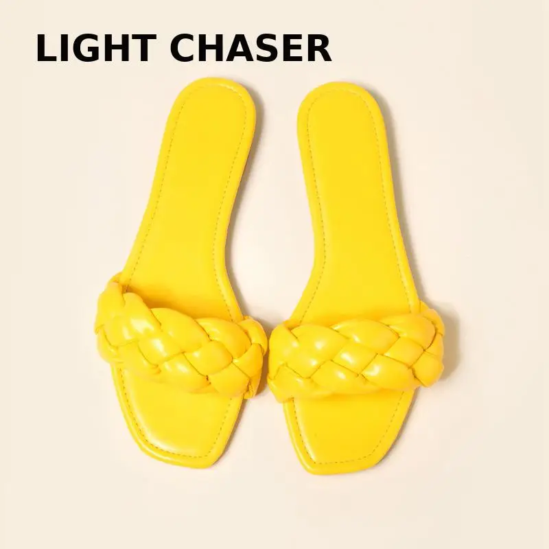 Women Temperament Slippers Braided Design Charm Open-toe Set Foot 2022 Vacation Beach Flat Sandals Casual Flip Flops Women Shoes