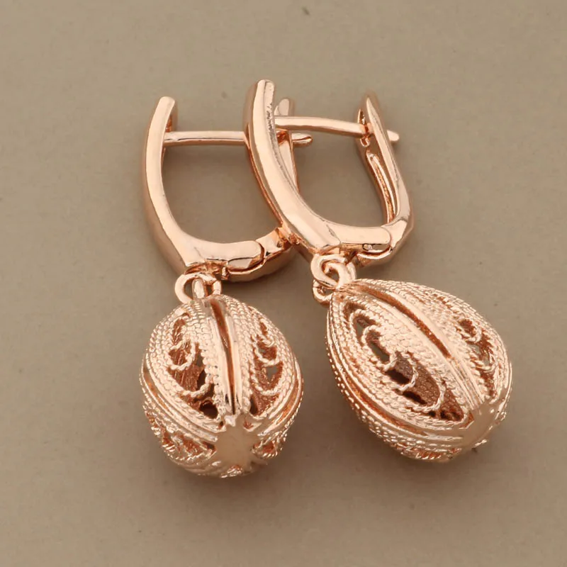 New Unique Hollow Elegant Female Set 585 Rose Gold Color Bridal Jewelry Sets Wedding Jewelry Sets Daily Modern Women's Earrings image 5