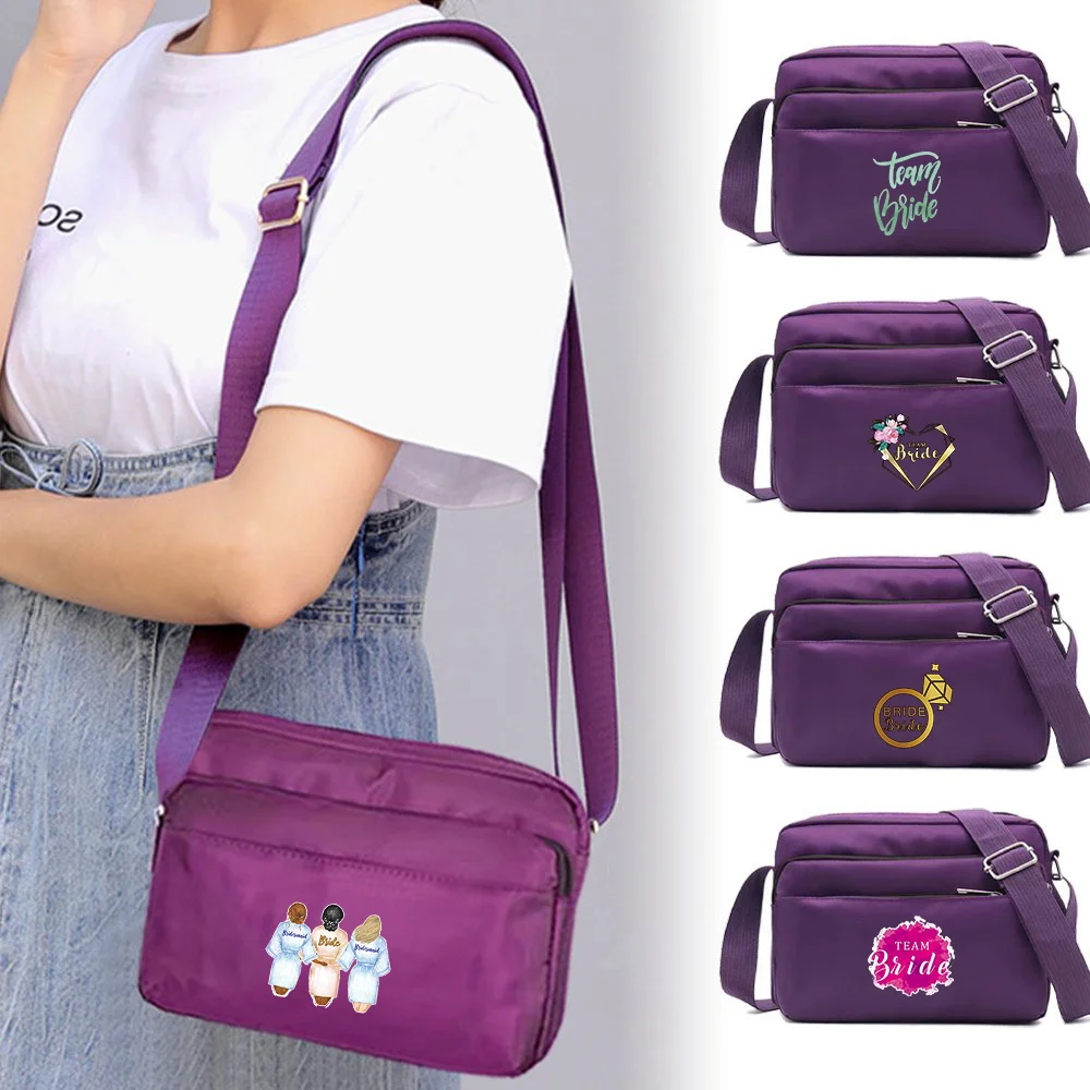 

One Shoulder Crossbody Bag Bride Pattern Printing Series Purple Large Capacity Travel and Commuting Storage Bag Multi-layer