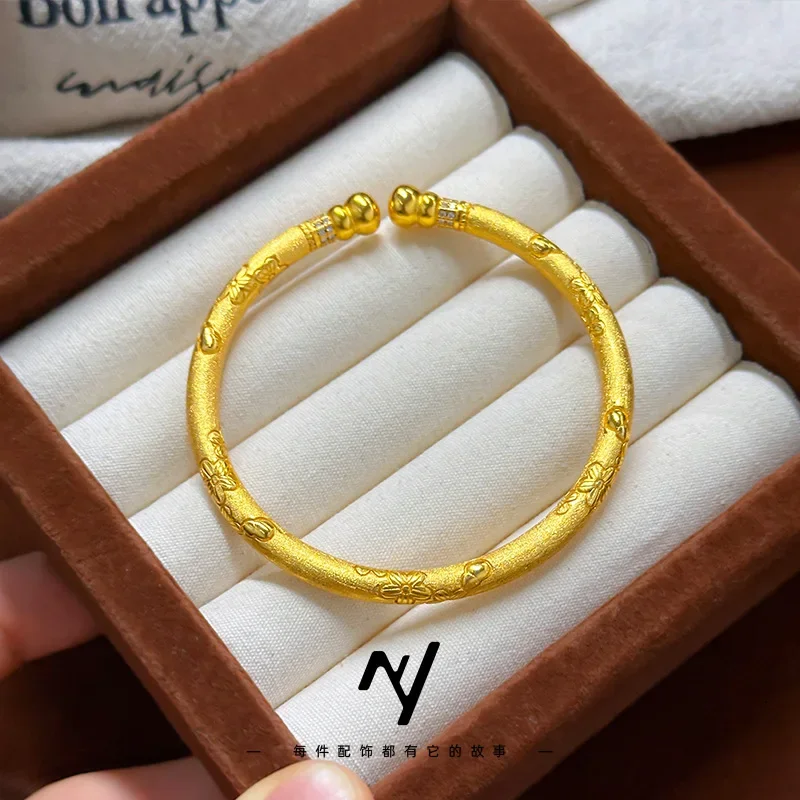 brushed cherry blossom gourd opening bracelet women light luxury small delicate 9999gold
