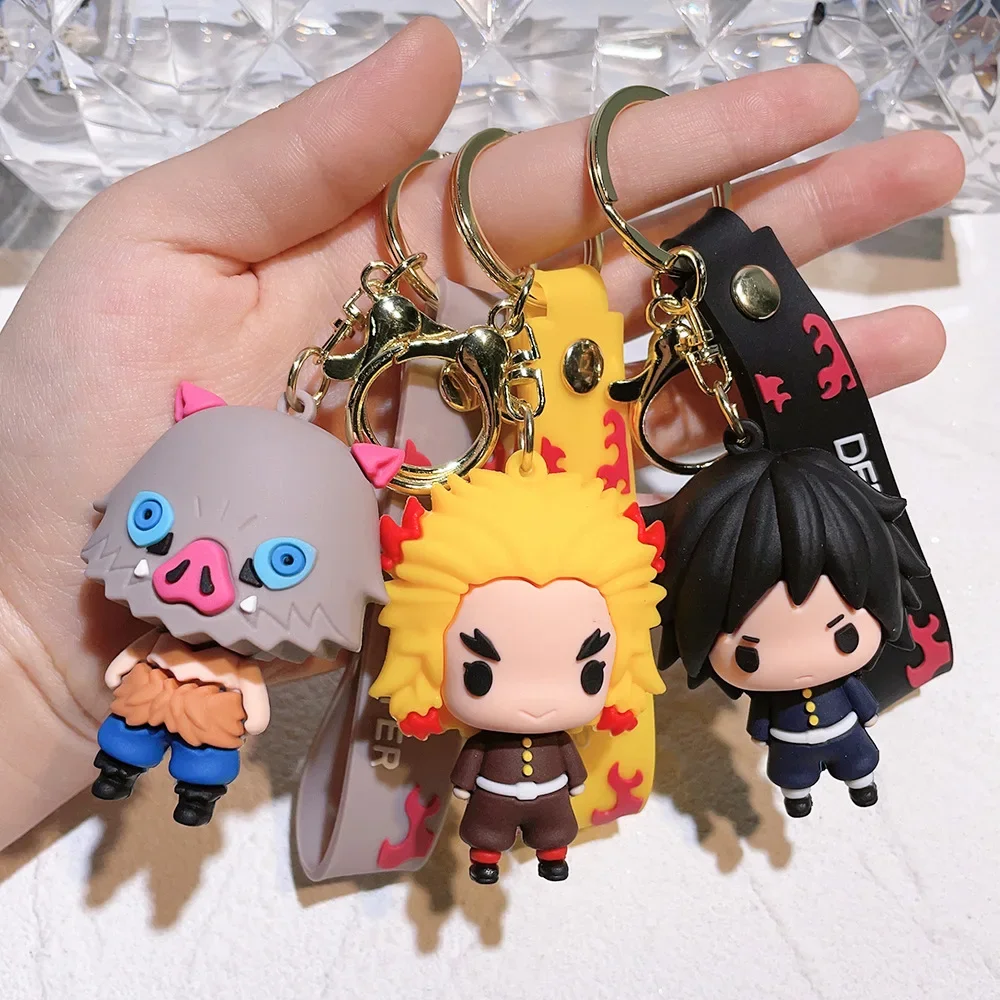 Popular Demon Slayer Anime Keychains for Car Tanjirou Mini Doll Keyring Kawaii Nezuko Bag Charm Anime Peripherals Men Keychain