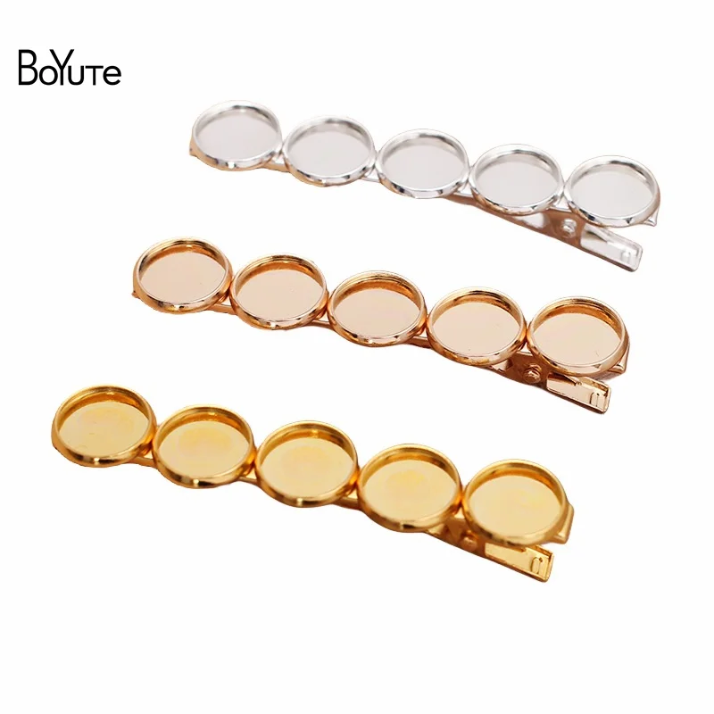 BoYuTe (10 Pieces/Lot) 70*6MM Iron Hair Clips Welding 12MM Cabochon Blank Base Handmade DIY Hair Accessories