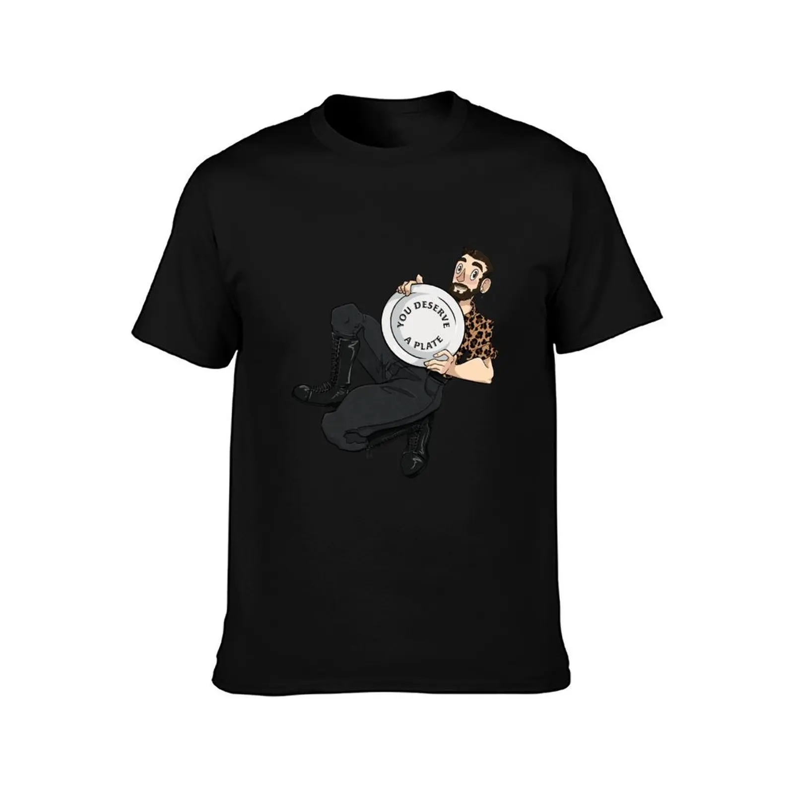 Pulpy Syntax You Deserve A Plate BB T-Shirt, Summer Casual Cotton Tee, Oversized Streetwear Tops, Vintage Graphic Print