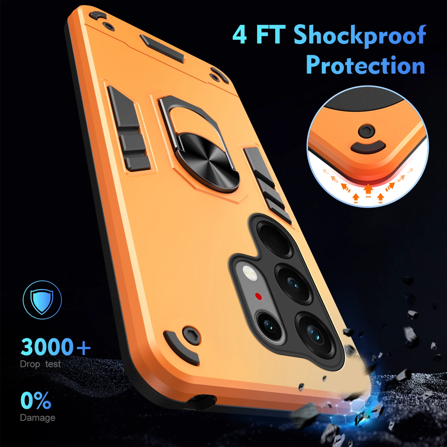 Car Mount Magnetic TPU+PC Hybrid Armor Phone Case For Tecno Camon 50 Pro Ultra Spark 50 Go3 Pova Curve 2 With Bracket Back Cover view 5
