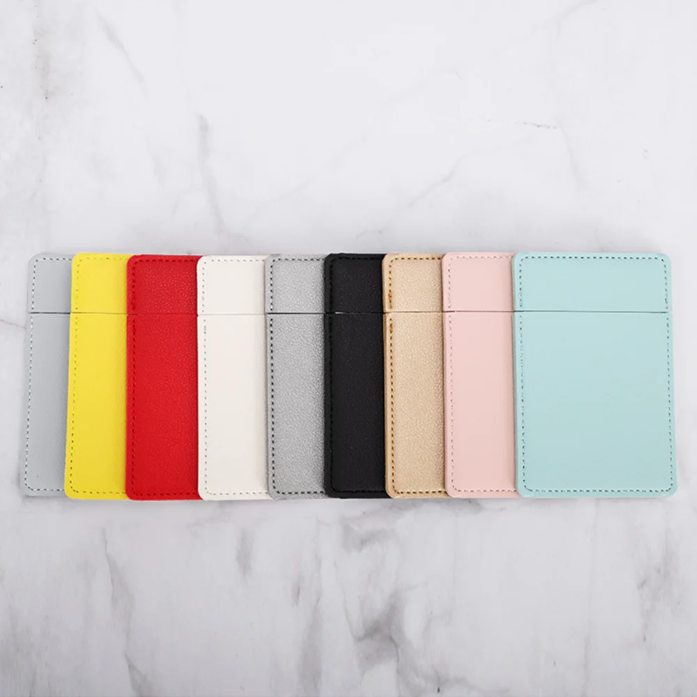 MINI Ultra-thin กระจกสแตนเลสสี่เหลี่ยมผืนผ้ากระจกหนังกระเป๋าแต่งหน้ากระจกสาวโปรดปรานของขวัญ
