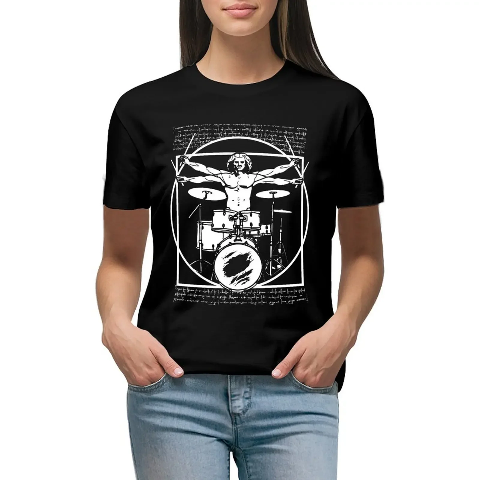 

DA VINCI DRUMMER - VITRUVIAN MAN PLAYING THE DRUMS - LEONARDO DA VINCI VITRUVIAN MAN PARODY FOR DRUMMERS T-Shirt