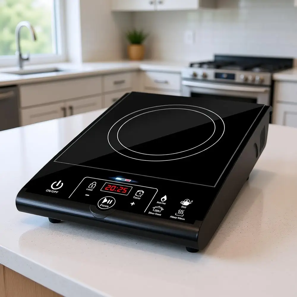 

Портативная индукционная плита, 1800 Вт, 8 температурных режимов, таймер, автоматическое отключение, сенсорная панель, LED-дисплей, автоматический режим