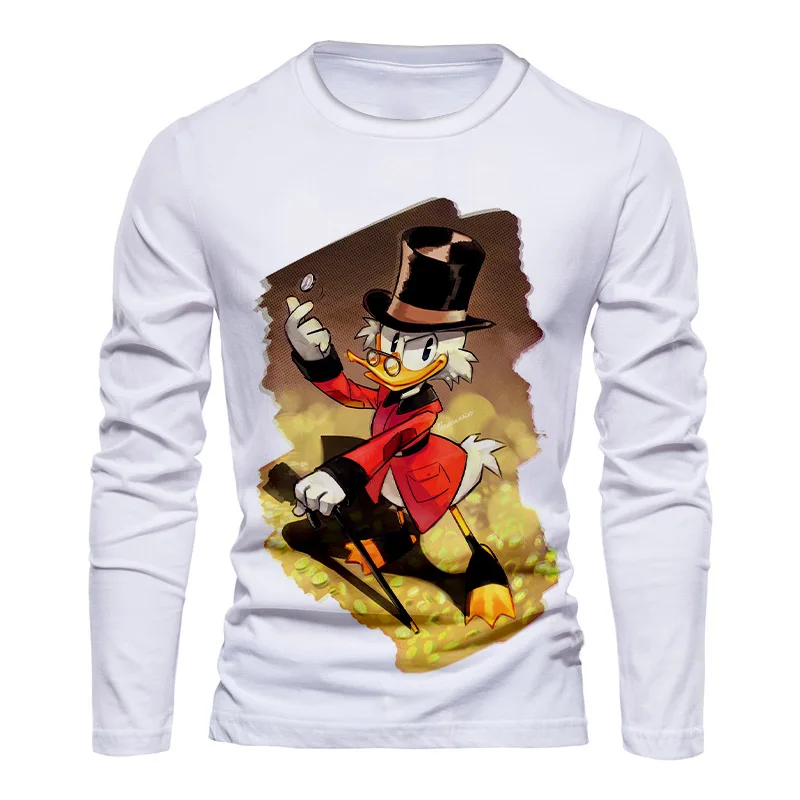 

Fall 2024 Disney Brand Stitch and Donald Duck Anime 3D Printed New Beach Party Casual Trend Men's Crew Neck Long Sleeve T Shirt