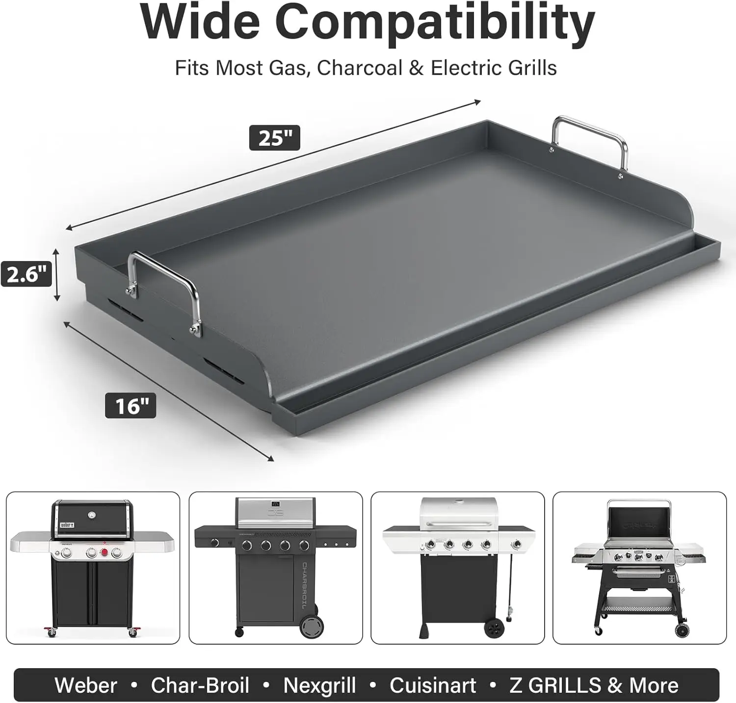 25 x 16 Cast Iron Flat Top Griddle 23lb Heavy Duty Oil Coating Non Toxic High Sidewalls Universal Grill Insert Fits Gas