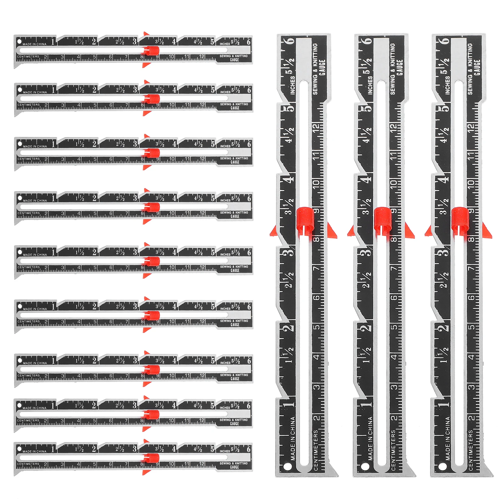 

12 Pcs Hem Seam Allowance Ruler Knitting Gauge Measuring Tool for Sewing Quilting DIY Craft Project Garment Supply