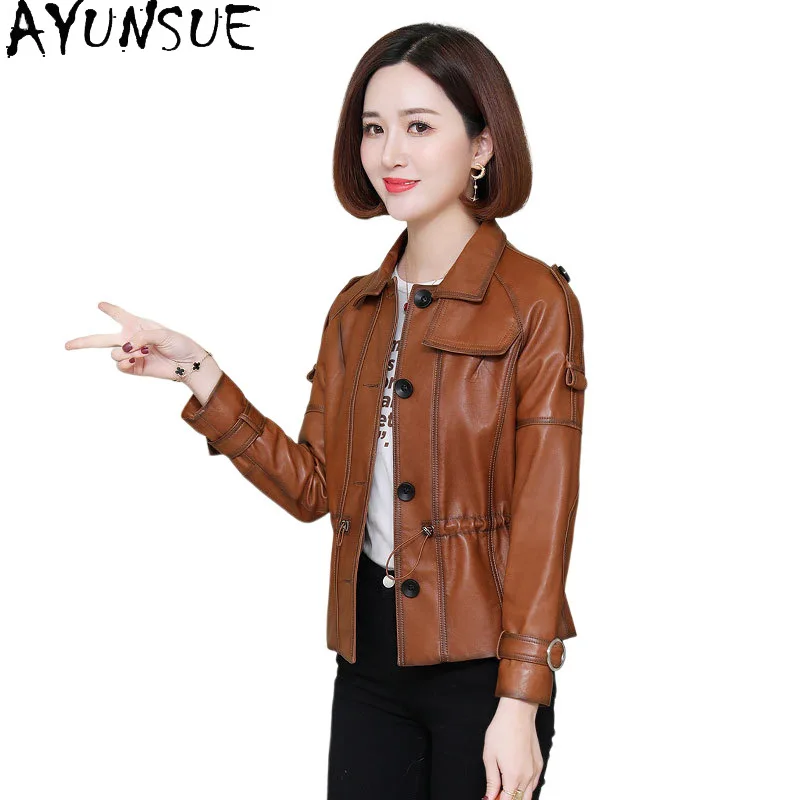 AYUNSUE 100% peau De mouton veste en cuir véritable femmes 2025 mince Style moto vestes femmes manteau automne vêtements Jaqueta De Couro
