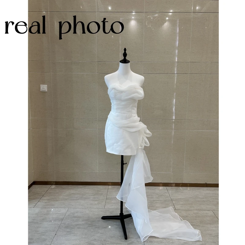 Vestidos de casamento curtos sem alças para noiva, bainha sexy, simples Abiti Da Sposa, Custom Made, nova moda, 2023