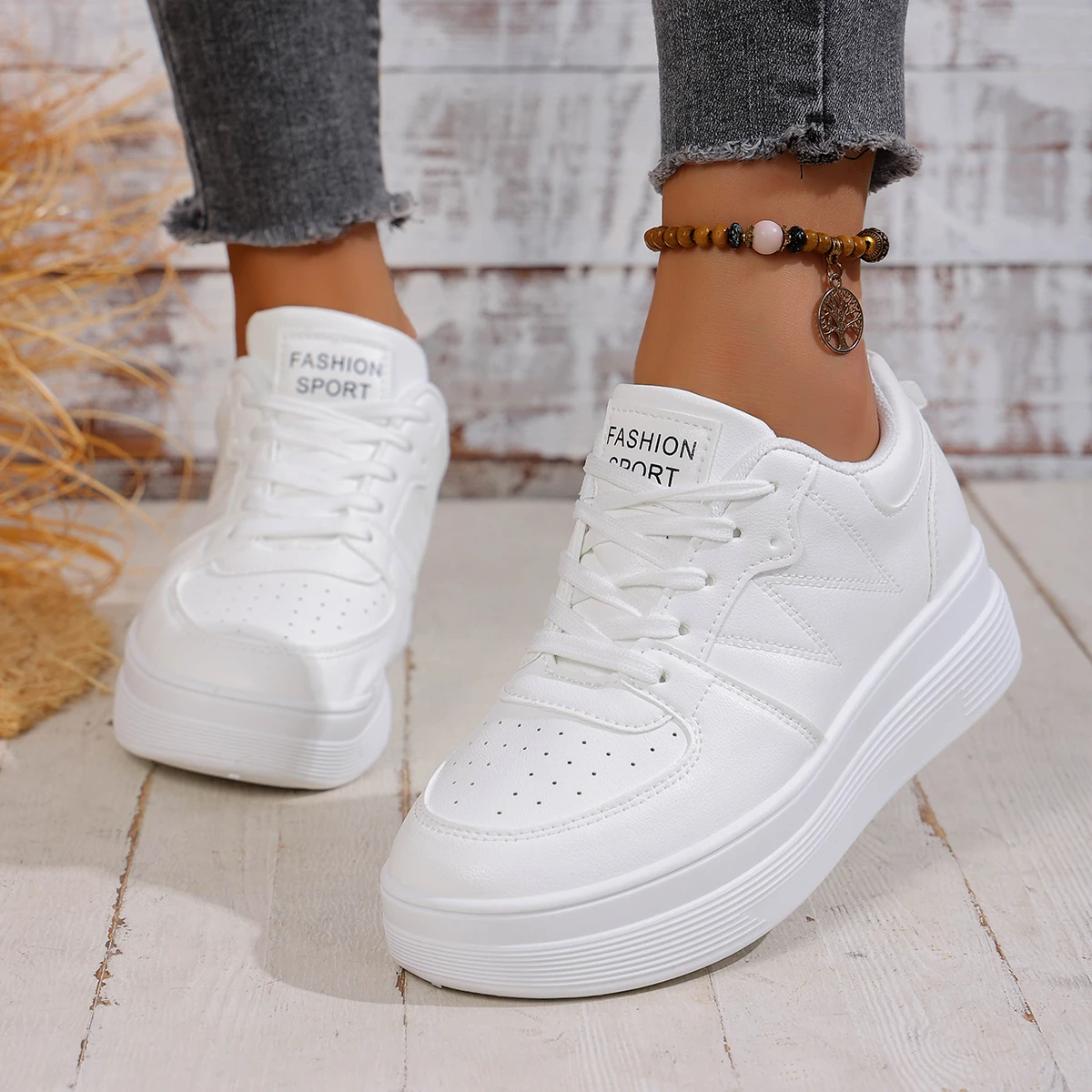 Sepatu Platform Fashion Wanita Sepatu Desainer Olahraga Lari Bertali untuk Wanita Sepatu Jalan Kasual Nyaman Ukuran Besar