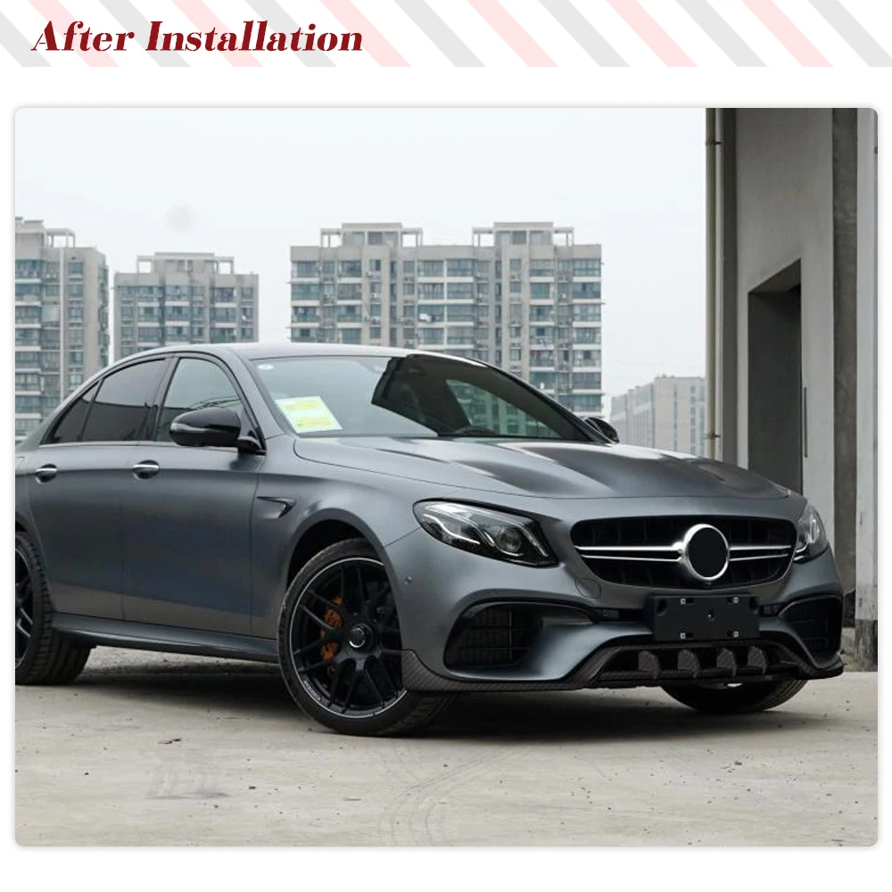 Front Bumper Lip Spoiler Splitters For Mercedes-Benz E Class W213 E63 AMG 4 Door 2016-2019 Car Front Spoiler Real Carbon Fiber