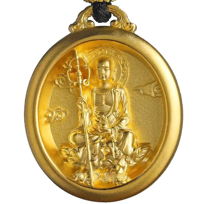

Blessing Ksitigarbha Bodhisattva Pendant For Men Jewelry Ethnic Style Buddhist Scriptures Amulet Necklace Women Choker Accessory