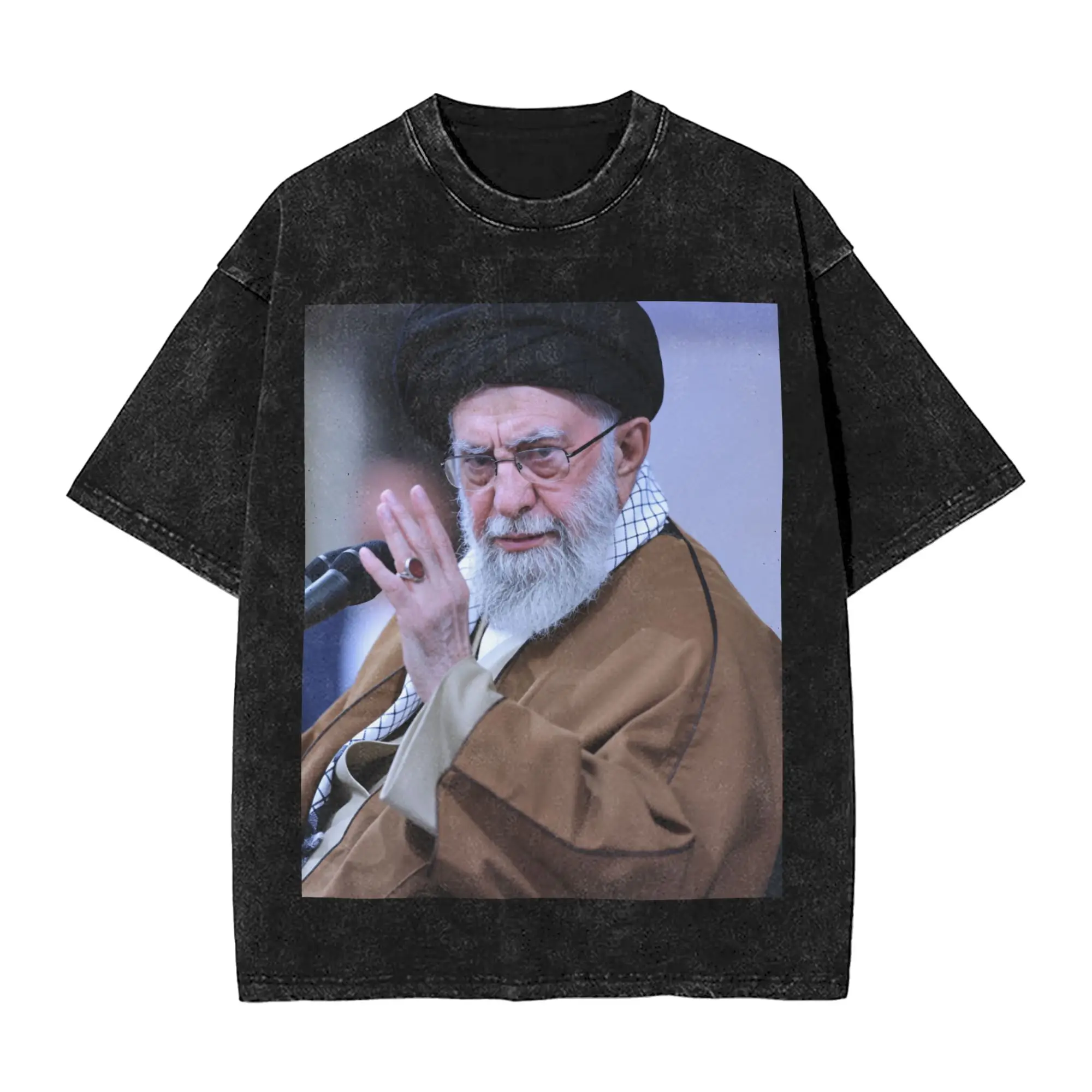 

Casual S-Seyyed Ali K-Khamenei T-Shirt for Men Round Collar Cotton Washed T Shirt Short Sleeve Tee Shirt Printed Clothing