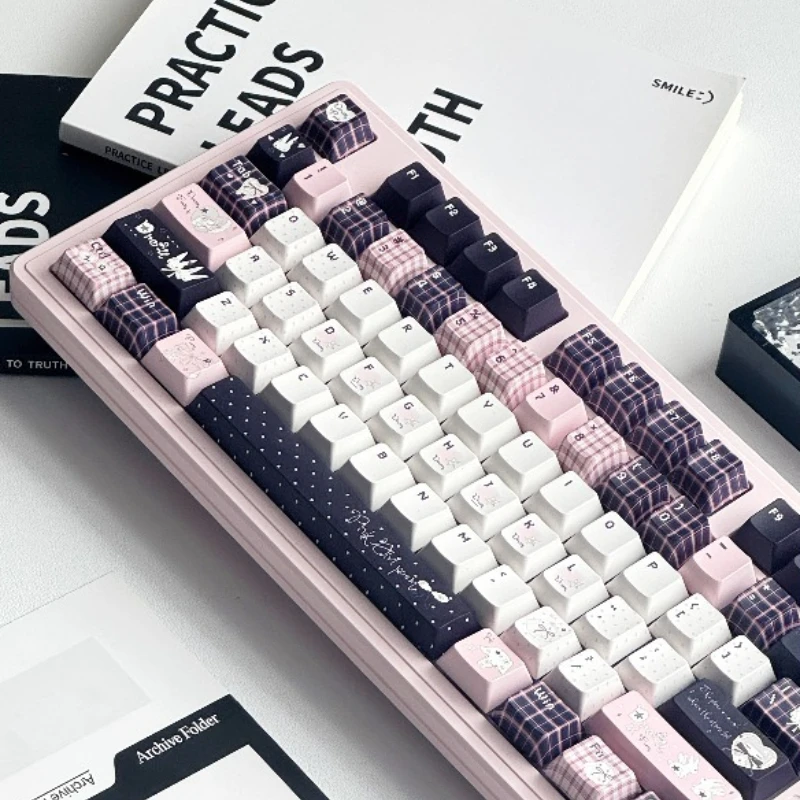 Black Pink Magnetic Switch Keycaps Set Custom PBT Sublimation Cherry Profile Keyboard Caps for Mechanical Keyboard Accessories